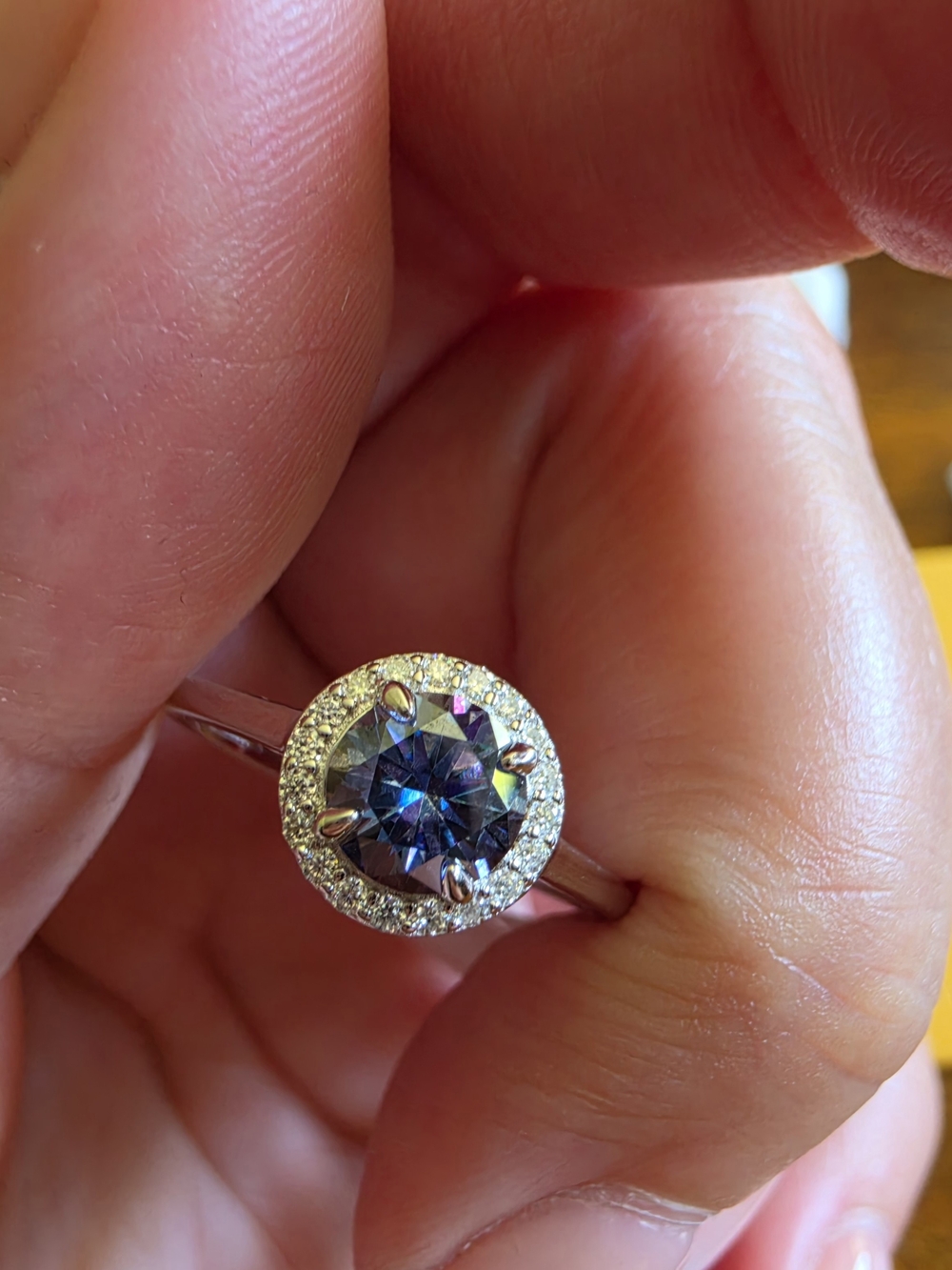 925 Sterling Silver Amethyst Halo Ring